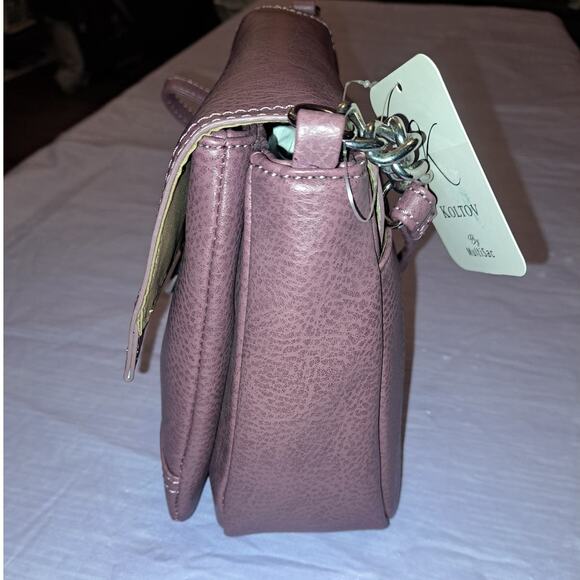 Koltov Gigi Crossbody Bag Purse with Chain Strap Detail Dark Rose or Mauve - Picture 11 of 12